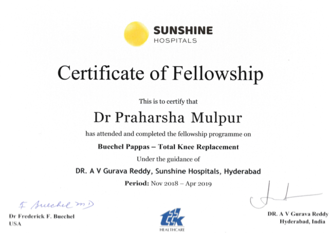 Indian Society of Hip & Knee Surgeons Certificate