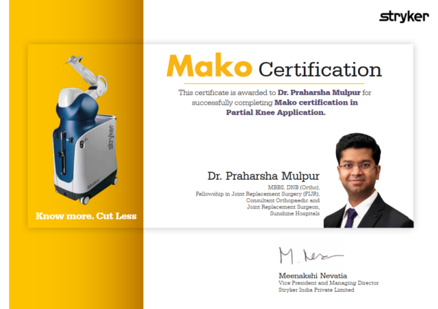 Mako Partial Knee Certification