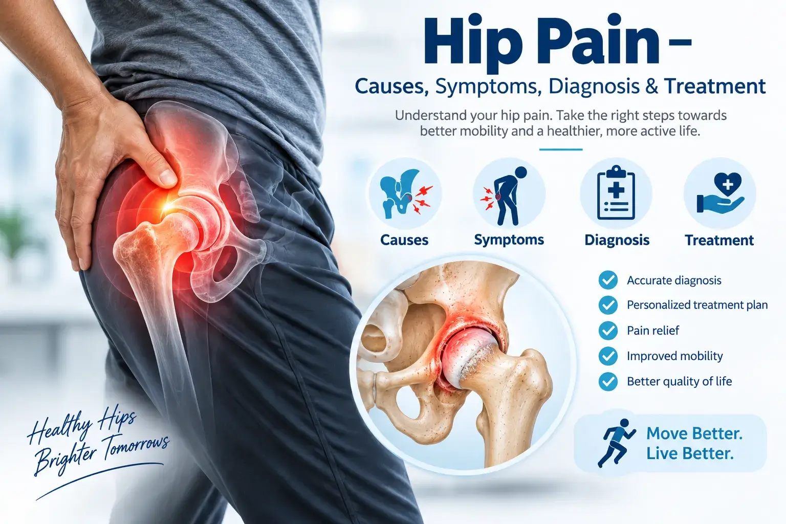 Hip Pain – Causes, Symptoms, Diagnosis & Treatment